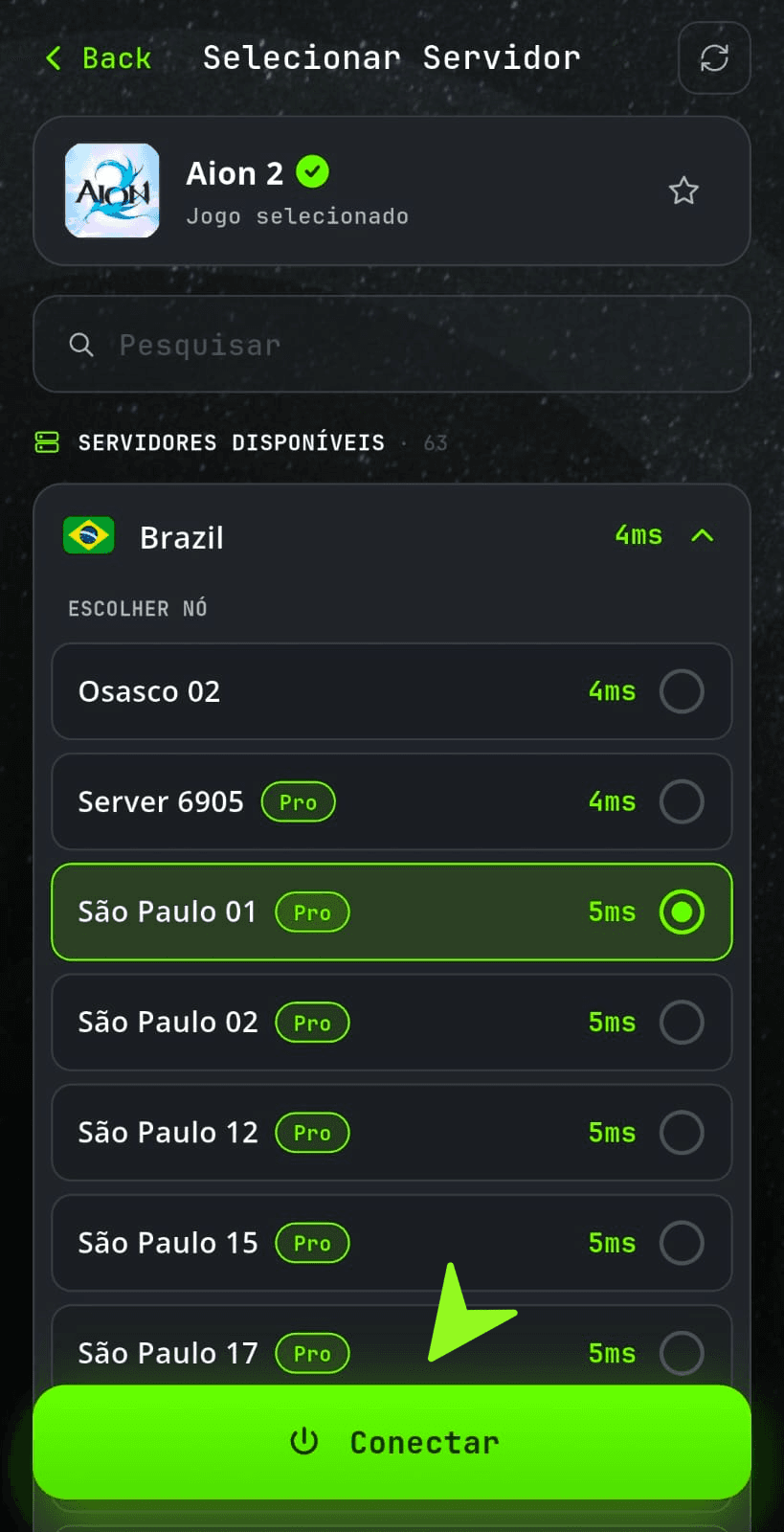 Toque em conectar ou otimizar