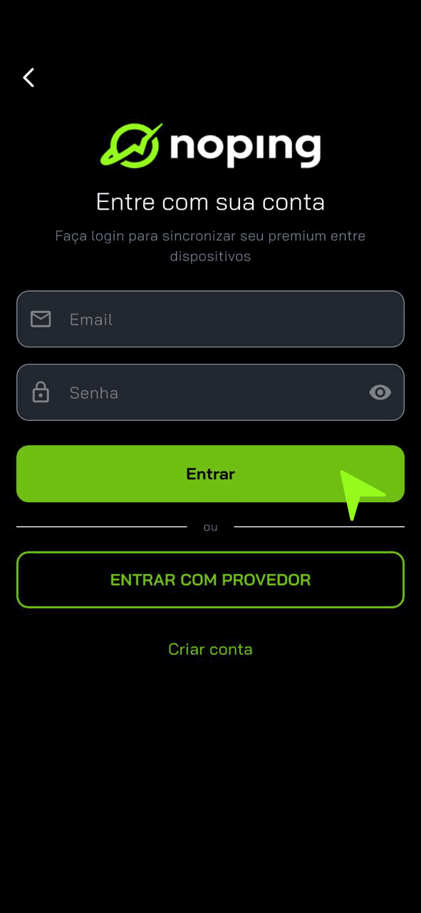 Faça login na conta NoPing
