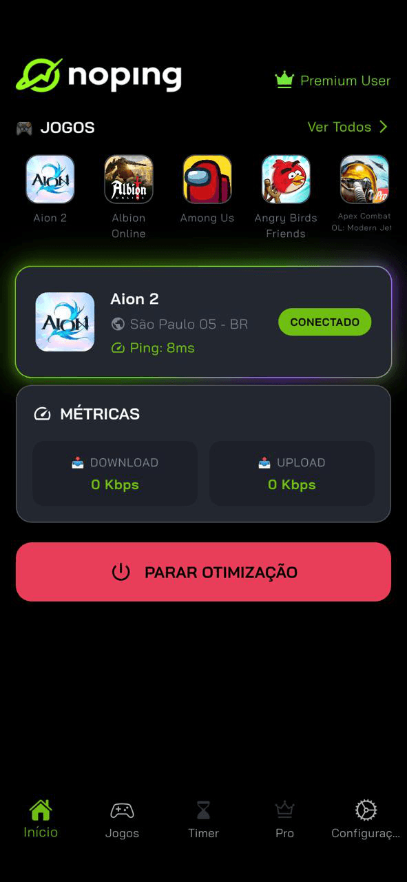 Abra o jogo com a conexão ativa