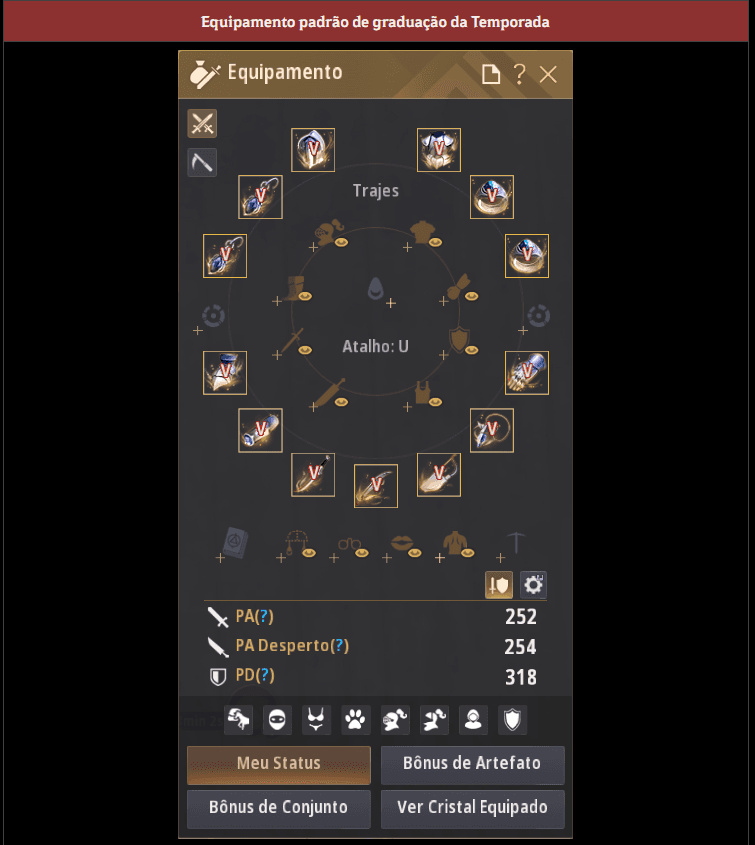 equipamento padrão Temporada V Black Desert Online