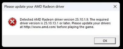 Erro de driver AMD Battlefield 6