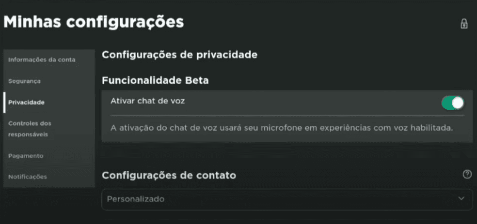 habilitar o chat de voz no Roblox
