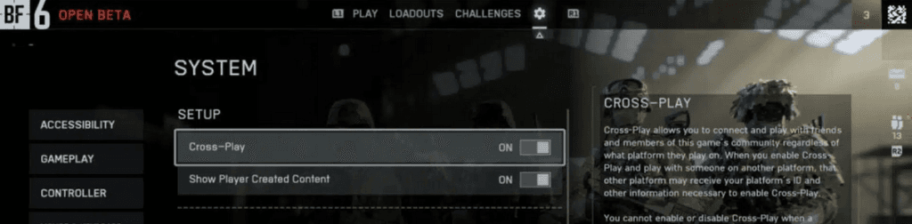 toggle crossplay battlefield 6