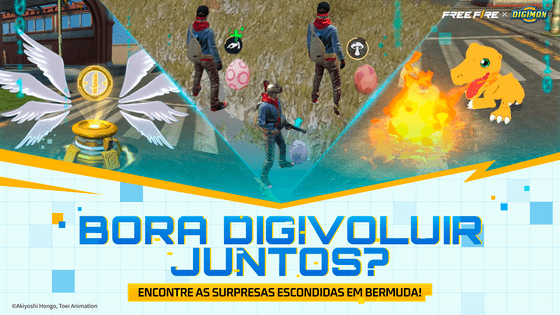 colaboração Free Fire × Digimon Adventure