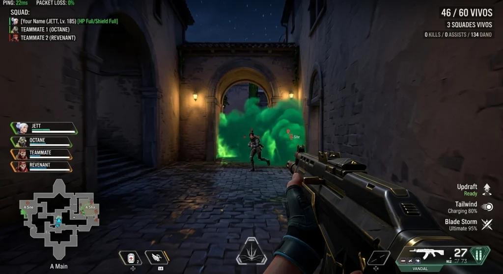 Ping alto Apex Legends  virando ping baixo estável no servidor durante ranked, hit reg limpo no peek do meio.