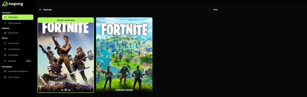 Fortnite - fran Ouvrez le logiciel et recherchez Fortnite