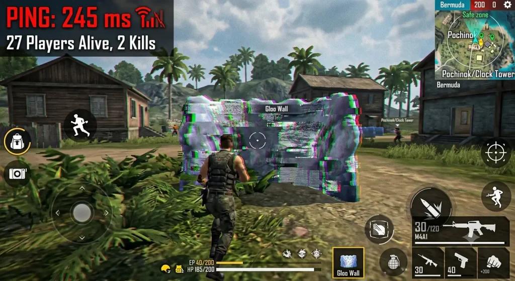 Como o lag no Free Fire atrapalha: ping alto e animação de gloo wall travando em ranked