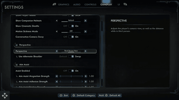 settings The Outer Worlds 2 in Third Person
