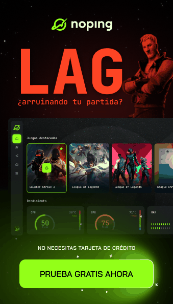 ¿Lag arruinando tu partida? Reduce tu ping y aumenta tus FPS con NoPing. No necesitas tarjeta de crédito. Prueba gratis ahora